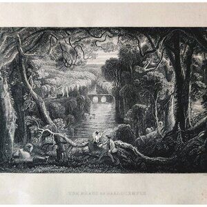 1844 Braes Of Ballochmyle Engraving Victorian Scotland Lovely Couple DWSS19